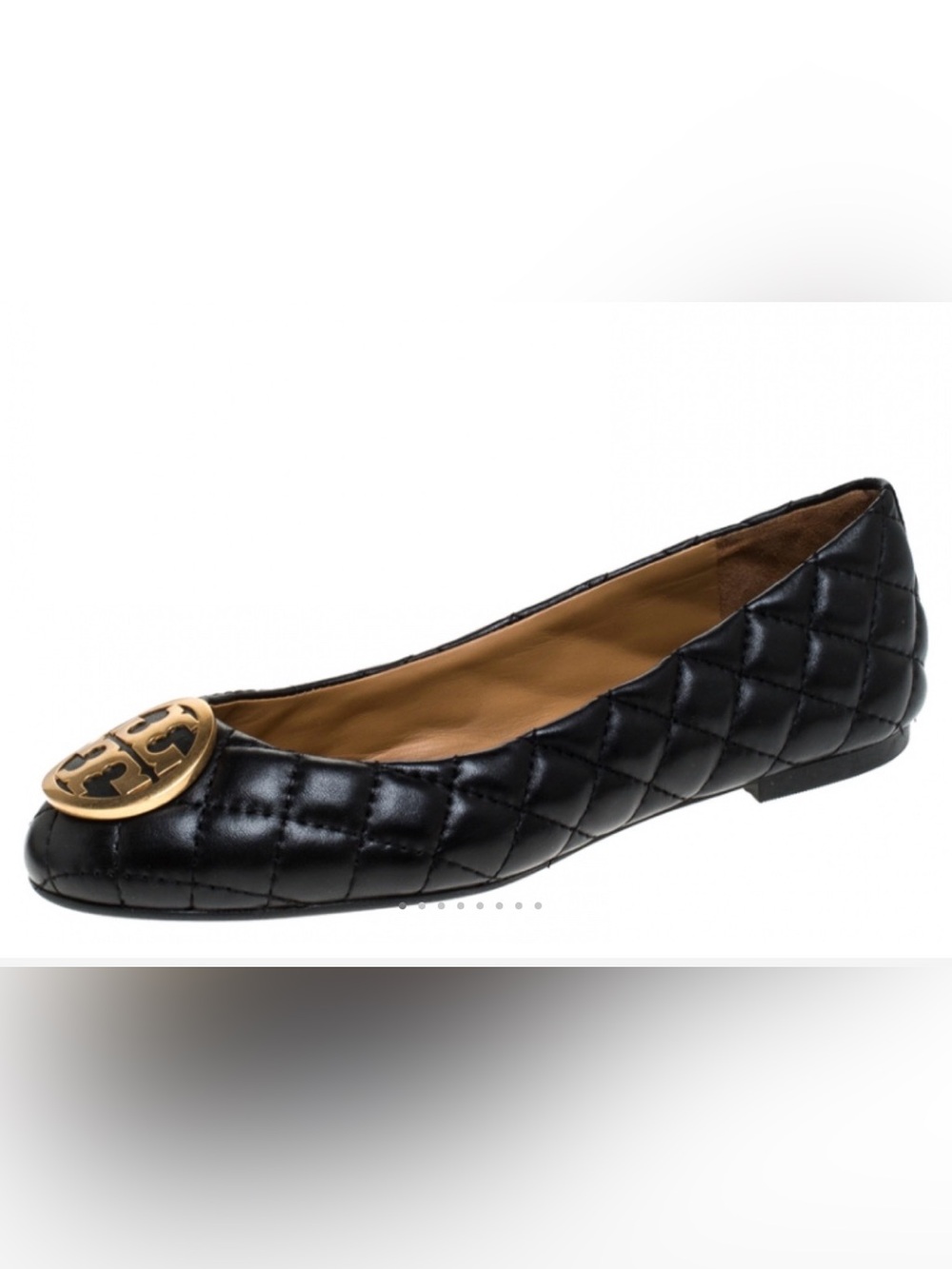 Tory Burch Black Quilted Leather Ballet Flat
